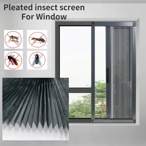 Plisse Window Mesh Polyester Pleated Insect Screen For Retractable Windows Doors Plated Mesh Mosquito Net