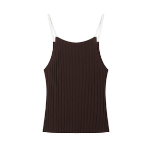 Fabricant de Camisoles Courtes Ajustées en Coton 100% pour Femmes, Style Minimaliste Moderne, <span class=keywords><strong>Tricot</strong></span> Côtelé, Personnalisable OEM/ODM - Product Image 2