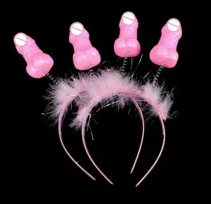 Funny Penis Headband Tiara Bachelorette Party Supplies Hen Night Bride To Be Decorations Novelty Nude Sex Toys