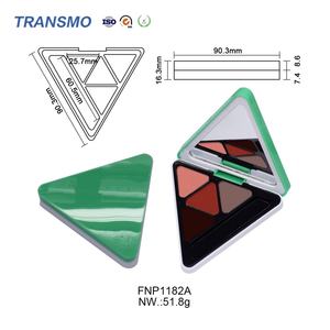 Boîtier de fard à joues crème avec miroir, étui à fard à paupières triangulaire 3 compartiments avec emplacement pour pinceau - Product Image 3