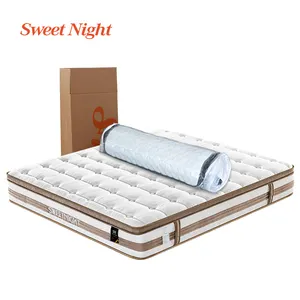 Hotel King Queen Size cuscino arrotolato Top Bamboo Hybrid Pu Foam Bed Bonnel Memory materasso ortopedico a molla tascabile