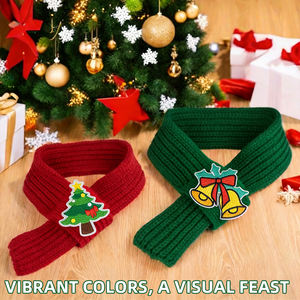 Écharpe de Noël tricotée unie pour animaux de compagnie, motif mignon maison de neige, sapin et Père Noël, en peluche chaude pour chat et <span class=keywords><strong>chien</strong></span> - Product Image 3