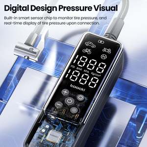 <span class=keywords><strong>Compresseur</strong></span> d'air électrique portable numérique multifonctionnel Toocki 2024 85w pour pneus de voiture - Product Image 2