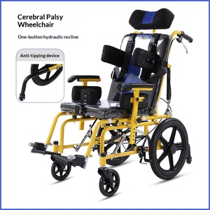 Silla de Ruedas Pediátrica para Parálisis Cerebral, Respaldo Alto Ajustable, Plegable, Móvil, Apta para Niños con Necesidades Especiales - Product Image 1