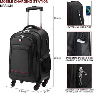 Free Sample Large Capacity Eco-Friendly Rolling Waterproof <b>Backpack</b> for Business with <b>Wheels</b> and Laptop Compartment - Product Image 2