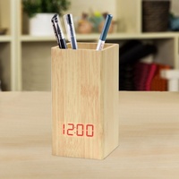 Réveil numérique électronique LED avec thermomètre et porte-stylo en cuir PVC – Design moderne et simple pour la rentrée scolaire – Fourniture en gros pour étudiants