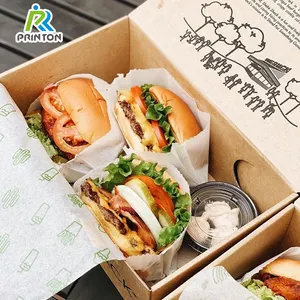 Custom Take Away Box Take Out Large Square Folding Restaurant Fast Food Packaging For Sandwich Lunch Packing Burger