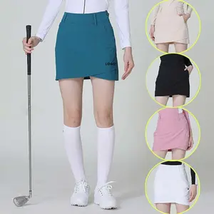 Saia curta feminina personalizada, saia-lápis curta respirável com interna, estilo irregular, golf, vestuário para senhoras