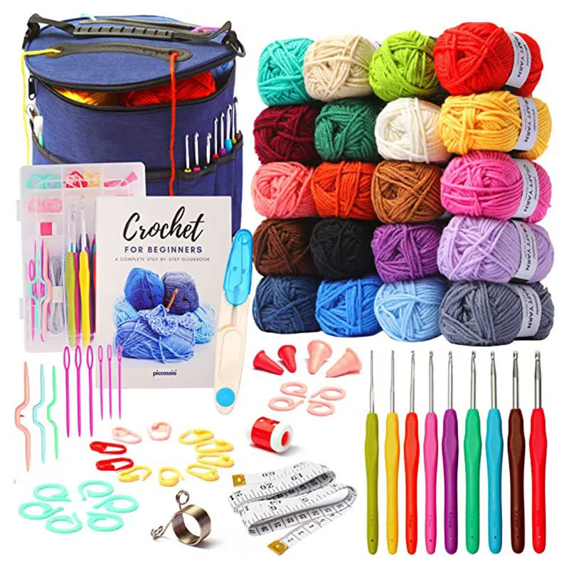 67PCS đầy màu sắc Crochet công cụ kim móc nhôm DIY đan len may lưu trữ Kit ĐAN SỢI Set