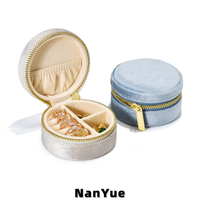 Nueva Caja Redonda Pequeña de Terciopelo para Joyería, con Cierre y Logotipo Personalizado, para Guardar Anillos, Collares y Aretes, Organizador Portátil