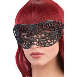 Maschera in Plastica Intagliata con Glitter Nero - Product Image 1