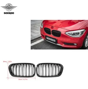 Khô Sợi Carbon Đôi Slat Trung Tâm Lưới Tản Nhiệt Nướng Lưới Phía Trước Bumper Thận Cho BMW 1 Loạt F20 F21 135I 2015 +