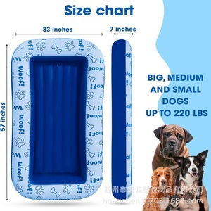 Inflatable PVC Pet Water Float 57x33in Blue Dog Pool For Big Medium Small Dogs Up To 220 Lbs - Product Image 1