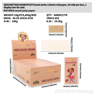 Honeypuff Brand 110mm Natural Unbleached Brown Kingsize Rolling Paper With Filter Tips Smoking Accessories - Product Image 6