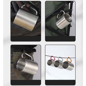 Taza de Viaje de Acero Inoxidable con Asa de Mosquetón, Doble Pared, 220ml/300ml, para Camping y Café, Personalizable, Regalo Promocional, Venta al Por Mayor - Product Image 4