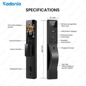 Kadonio Sistema de Cerradura Automática para Puerta Principal con Desbloqueo Digital Electrónico Inteligente por Huella Dactilar y Reconocimiento Facial, con <span class=keywords><strong>C</strong></span>ámara Biométrica - Product Image 3