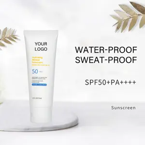 Etiqueta privada anti envelhecimento spf 50 face, óleo livre de loção solar uv creme solar coreano protetor solar spf50