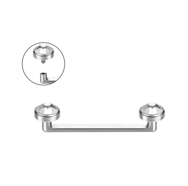 ASTM F136 Titanium 14g Internally Threaded Top Bezel Gem Surface Barbell Surface Piercing Body Jewelry Wholesale