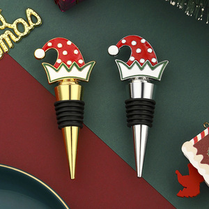 Christmas Hat <b>Wine</b> Stopper Gold And Silver Metal Bottle Sealer Holiday Gift - Product Image 4