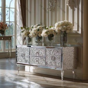 ตู้วางทีวีแบบปรับได้ทันสมัย ดีไซน์หรูหรา ประดับคริสตัลกระจกบดละเอียด พร้อมกระจกเงา เป็นมิตรกับสิ่งแวดล้อม ใช้เป็นตู้เก็บไวน์และเฟอร์นิเจอร์ภายในบ้าน - Product Image 4