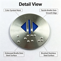 Bouton en acier inoxydable pour braille, modèle 011, taille personnalisée et symboles anglais pour ascenseurs, cinéma maison, jeux, éducation et plus encore