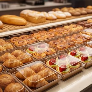 Contenants alimentaires en papier kraft personnalisés avec couvercle transparent, boîtes carrées pour gâteaux, sushis, collations, beignets, muffins, salades, pâtisseries, contenants à emporter - Product Image 4