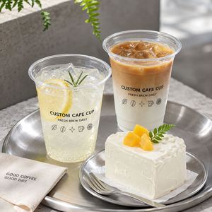 แก้วพลาสติกใสแบบกำหนดเองสำหรับชาเลมอน ลาเต้เย็น ของหวาน คาเฟ่ เครื่องดื่มเย็น บรรจุภัณฑ์แบบนำกลับบ้าน ขายส่ง ผู้ผลิต OEM - Product Image 2
