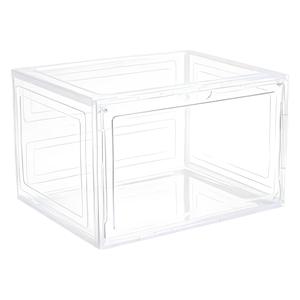 صندوق أحذية بلاستيكي قابل للتكديس مع باب شفاف، تصميم قابل للطي وقابل للفصل، لعرض الأحذية الرياضية، مقاس أمريكي 13، أسود، صندوق تخزين بواجهة أمامية قابلة للفتح - Product Image 2