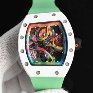 RM68-01 Men Mechanical Watch with Graffiti Dial, Tourbillon and Alarm Function, Tonneau Shape Case, Rubber Strap, Analog Dial - Product Image 5