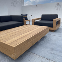 Ensemble de patio Sigma Design moderne en teck naturel personnalisé avec tissu couleur bois ensemble de patio canapé de jardin extérieur pour hôtel vente en gros
