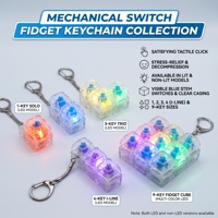 Porte-clés clavier mécanique en plastique transparent, jouet anti-stress, LED lumineuse, clavier à clic, cadeau technologique pour étudiant
