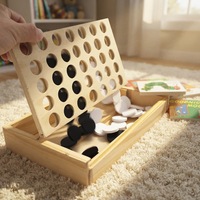 Jeu de société 4 en ligne personnalisé en bois, design 3D, antidérapant, pour la famille, les fêtes, la maternelle et les enfants