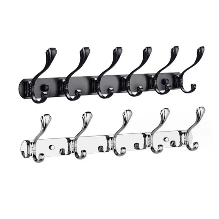 Kitchen bathroom accessories stainless steel polish 5 hooks decorative wall mount hanger hook for clothes