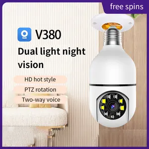 Tuya Monitor bayi cerdas, kamera bola lampu keamanan pelacakan AI versi malam IR malam 360 Wifi 1080P 3MP