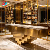 Comptoir de service de luxe doré, mobilier de bar, comptoir de bar, meuble de bar, comptoir de présentation pour pub