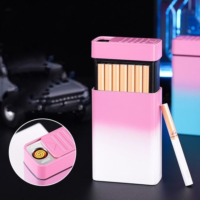 Small Mini Cigarette case Box Size Super Thin Slim Vest-pocket Sliding Usb Charged Electric Lighter for Kitchen Gifts Promotion