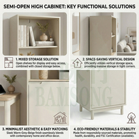 Armoire de rangement semi-ouverte haute certifiée, avec compartiments ouverts et fermés, pour salon, chambre, bureau à domicile, bibliothèque