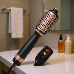 Secador de Pelo Iónico 2 en 1 de 1000W con Cepillo y Plancha, Motor DC para un Peinado Suave, Negro - Product Image 2