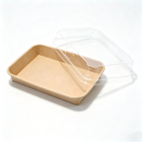Boîte en papier série EP, plateau à sushi en papier kraft, couvercle transparent anti-buée en PET, emballage jetable à emporter pour les fournisseurs de traiteur