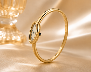 Custom 28MM Stainless Steel 18K Gold Oval Bangle <b>Watch</b> for Women – Minimalist Roman Dial Elegant Bracelet Wristwatch - Product Image 4