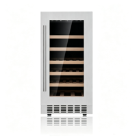 Refrigerador de Vino Vertical Delgado con Puerta Reversible, Luz LED sin Rayos UV, Enfriador de Vino Integrado para el Hogar