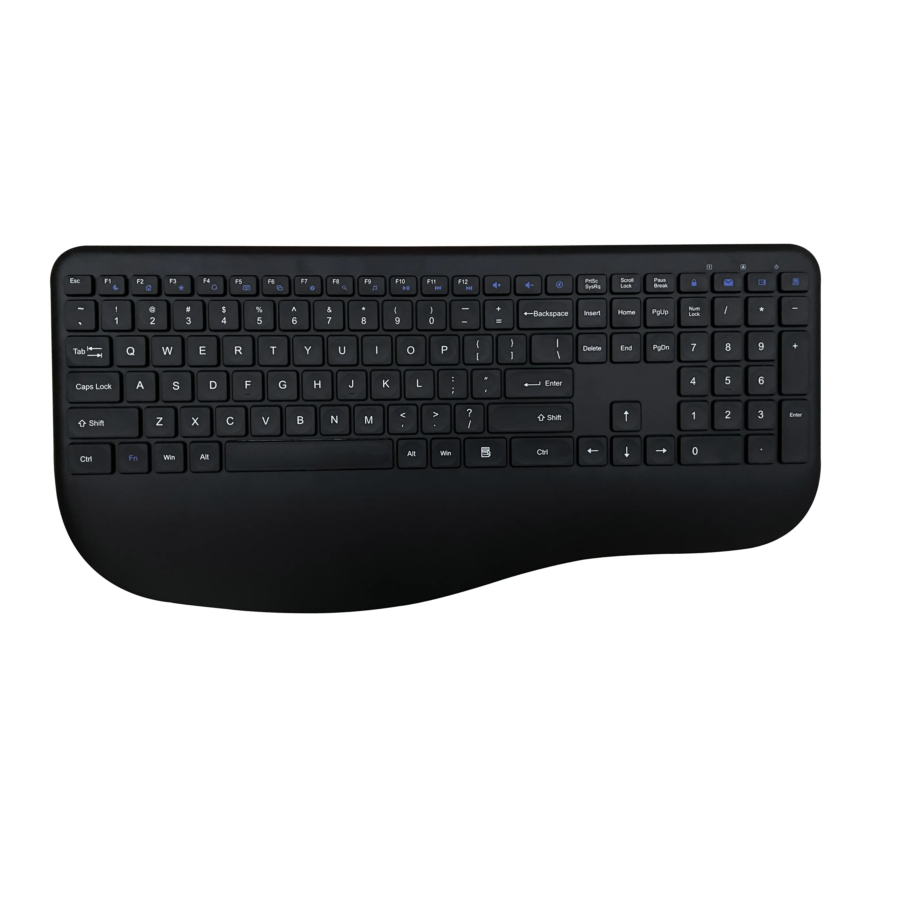 New Arrival Full Size Rechargeable Type C Wireless Wave Ergonomic Keyboard With Wrist Rest For Pc Chrome