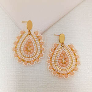 Pendientes bohemios hechos a mano de acero inoxidable con cuentas de moda chapados en oro en forma de gota de agua, suministro a granel, precio de fábrica para mujer - Product Image 4