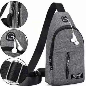 Bandolera Deportiva para Exteriores Gris Ligera de un Solo Hombro Económica Personalizada con Logo - Product Image 2