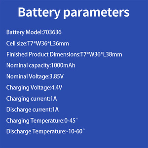 3.85V 1000mAh 703636 ชุดแบตเตอรี่ลิเธียมโพลิเมอร์แบบชาร์จไฟได้พร้อมสายเชื่อมต่อ 3 พินสำหรับอุปกรณ์อิเล็กทรอนิกส์แบบพกพา - Product Image 5