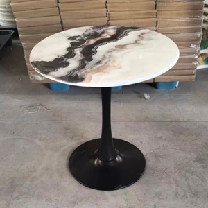Tavolo da Pranzo Moderno in Marmo Bianco e Nero Stile Nordico per Hotel, Soggiorno, Tavolo da Negoziazione in Lastra di Roccia Semplice - Product Image 5