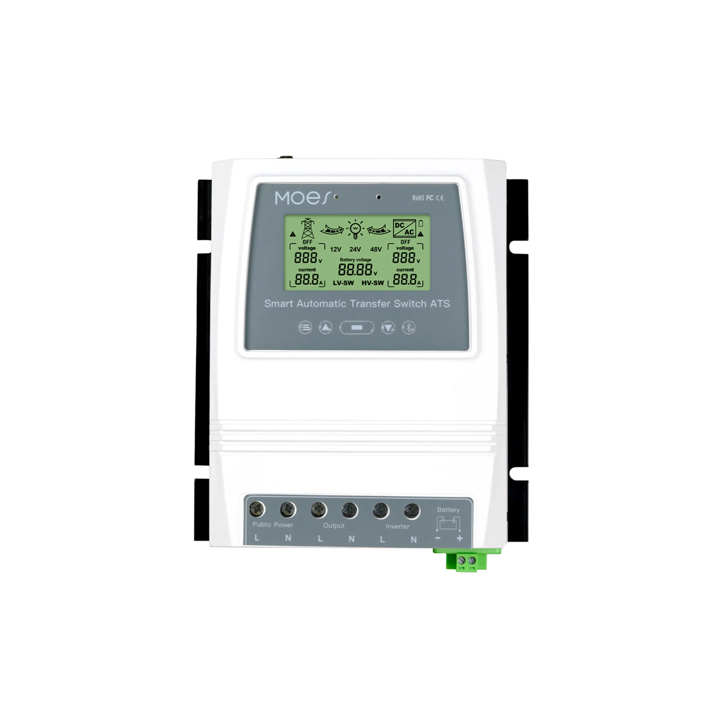 MOES Smart <strong>Automatic</strong> <strong>Transfer</strong> <strong>Switch</strong> Solar Wind System Dual Power Controller for Off Grid 80A 8kw Wenzhou 12 / 24 / 48 VDC Auto