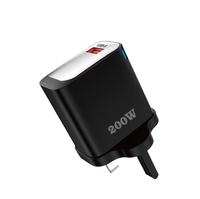 Chargeur mural USB 200W avec prise US EU UK, câble Type C, QC3.0, chargeur rapide pour téléphone portable, adaptateur secteur USB 200W à charge rapide