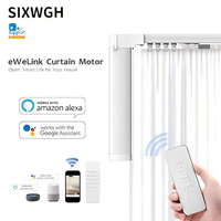 Kit de Motor Inteligente para Cortinas SIXWGH EWeLink, Motor Eléctrico de CC Silencioso de 45W y 60kg de Carga, Compatible con Alexa, Google Home y Control por Aplicación, para Hoteles