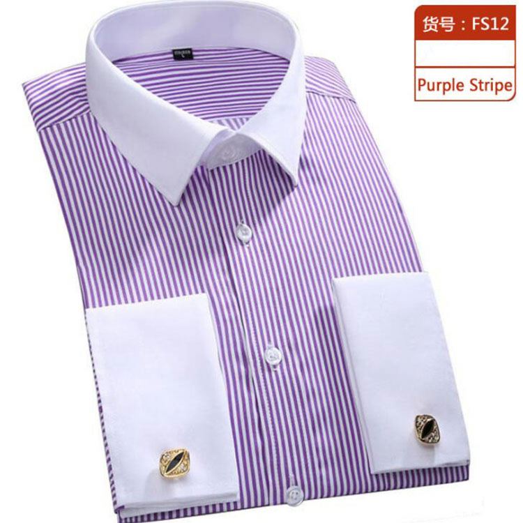 Autumn Formal Mens French Cuff Dress Shirt Casual Men Long Sleeve Solid  Striped Style Size M-6XL Men's Shirts| Alibaba.com